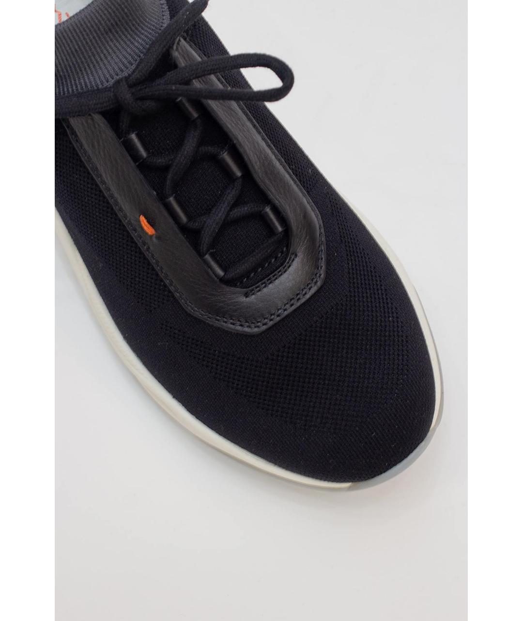 SANTONI Черные текстильные низкие кроссовки / кеды, фото 5