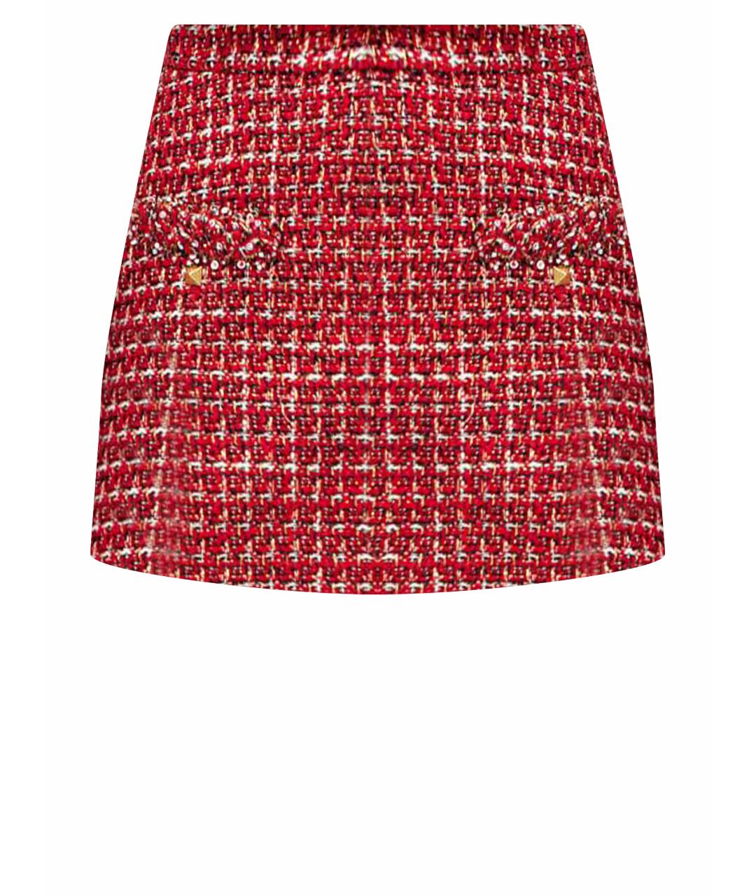 VALENTINO Красная шерстяная юбка-шорты, фото 1