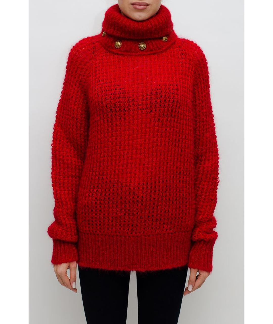 BALMAIN Красный шерстяной джемпер / свитер, фото 4