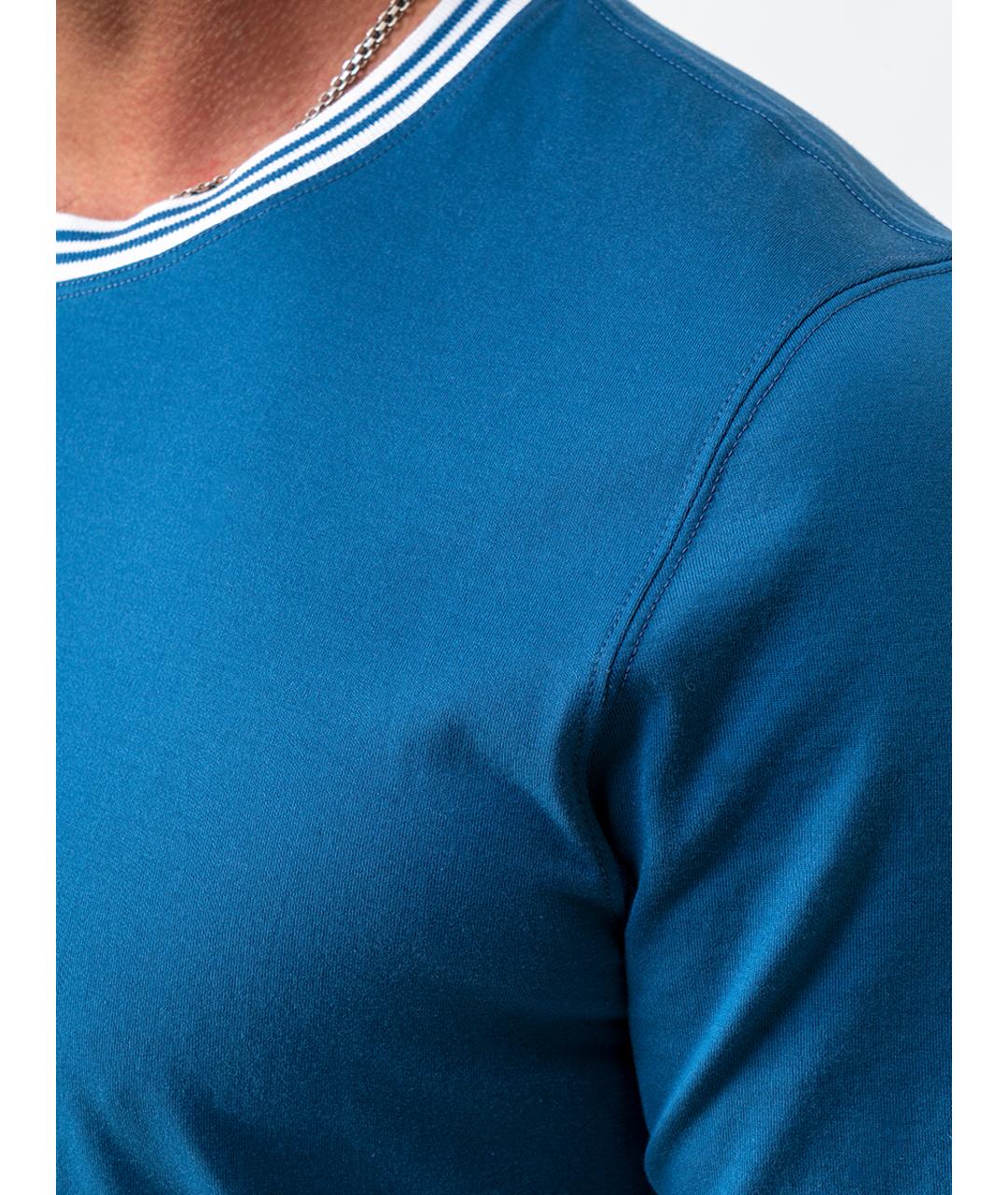 BRUNELLO CUCINELLI Синяя хлопковая футболка, фото 4