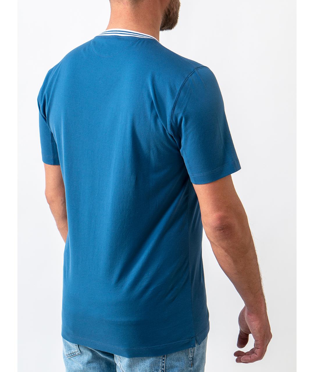 BRUNELLO CUCINELLI Синяя хлопковая футболка, фото 2