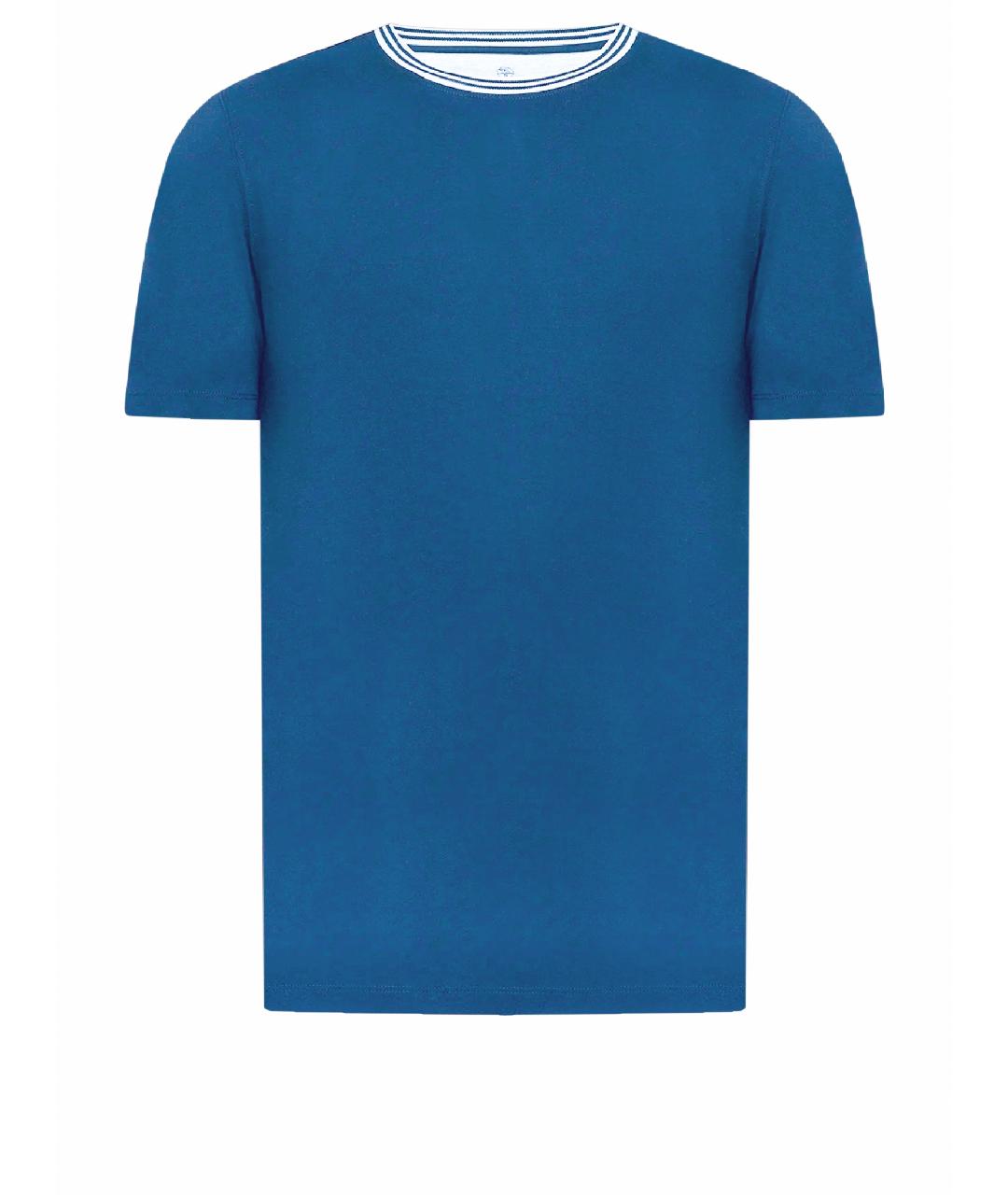 BRUNELLO CUCINELLI Синяя хлопковая футболка, фото 1