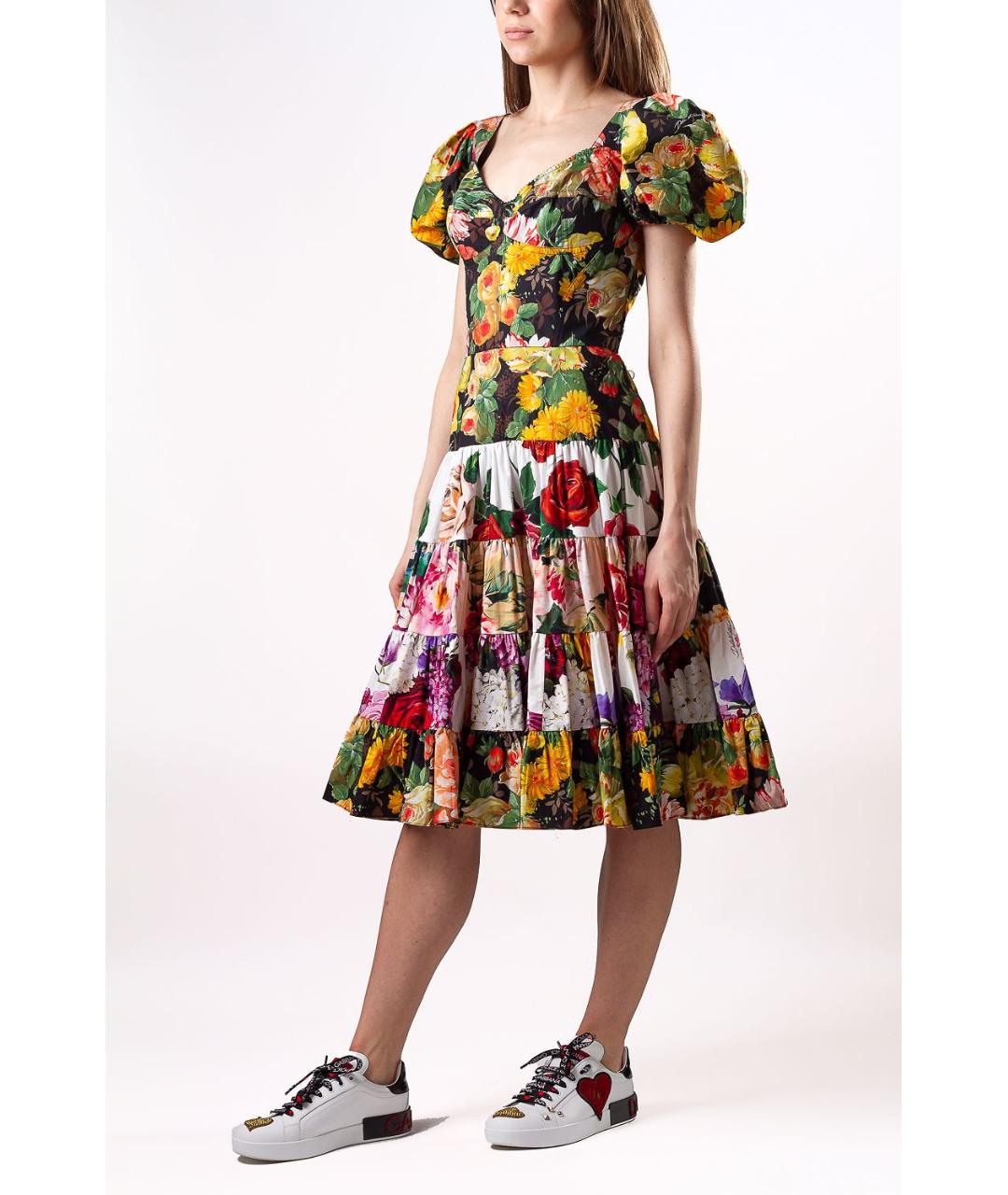 DOLCE&GABBANA Мульти хлопковое повседневное платье, фото 3