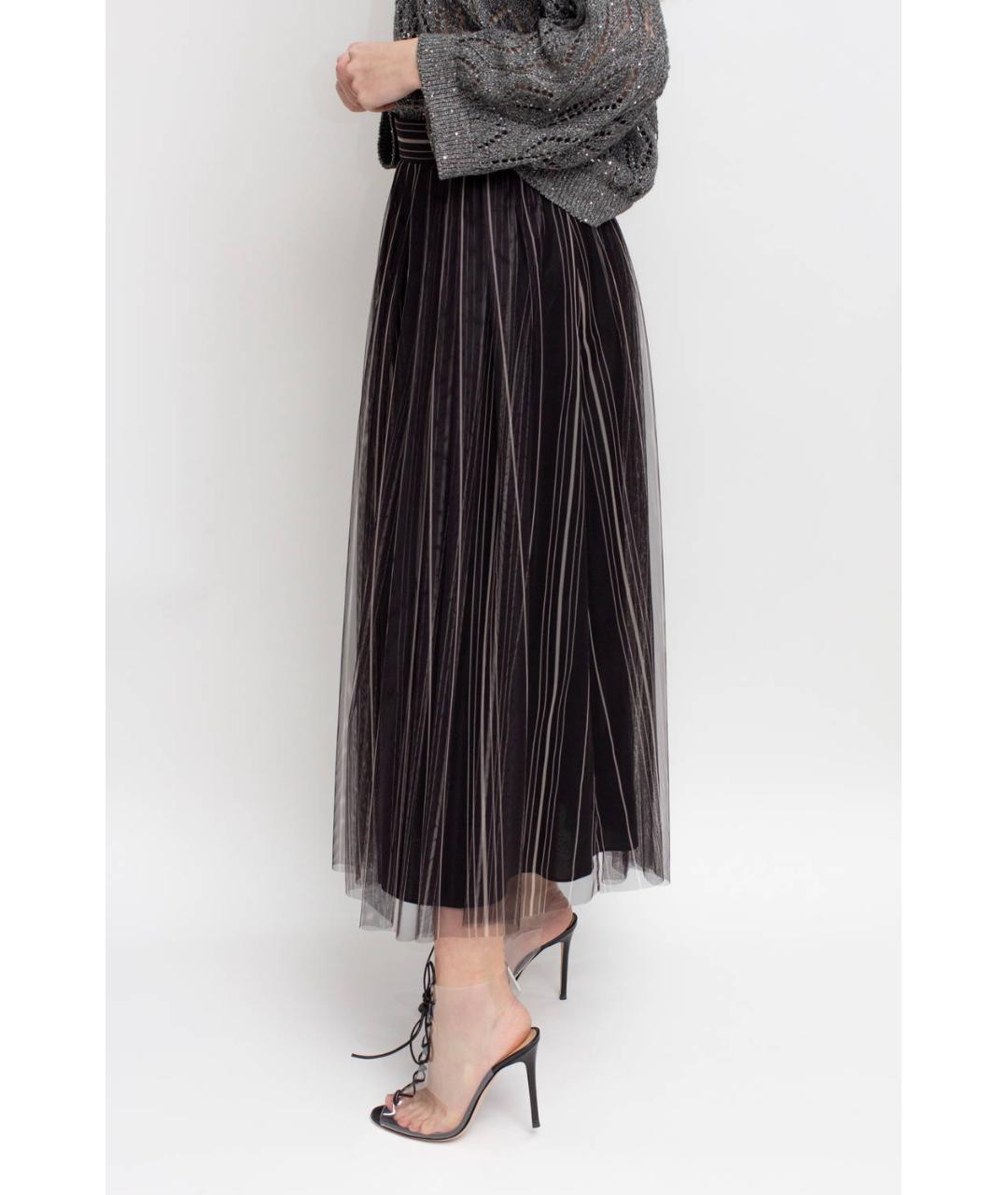 BRUNELLO CUCINELLI Черная полиэстеровая юбка миди, фото 2