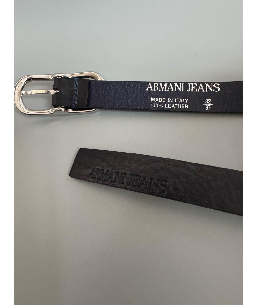 ARMANI JEANS Синий кожаный ремень, фото 3