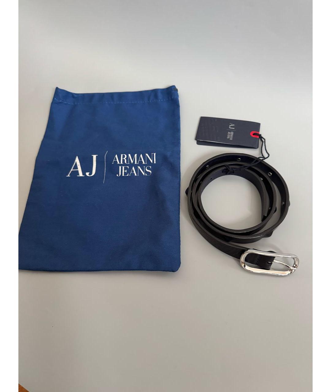 ARMANI JEANS Синий кожаный ремень, фото 7