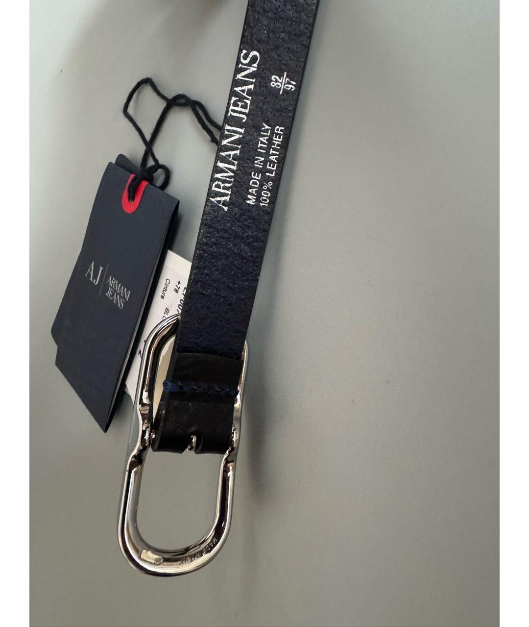 ARMANI JEANS Синий кожаный ремень, фото 5