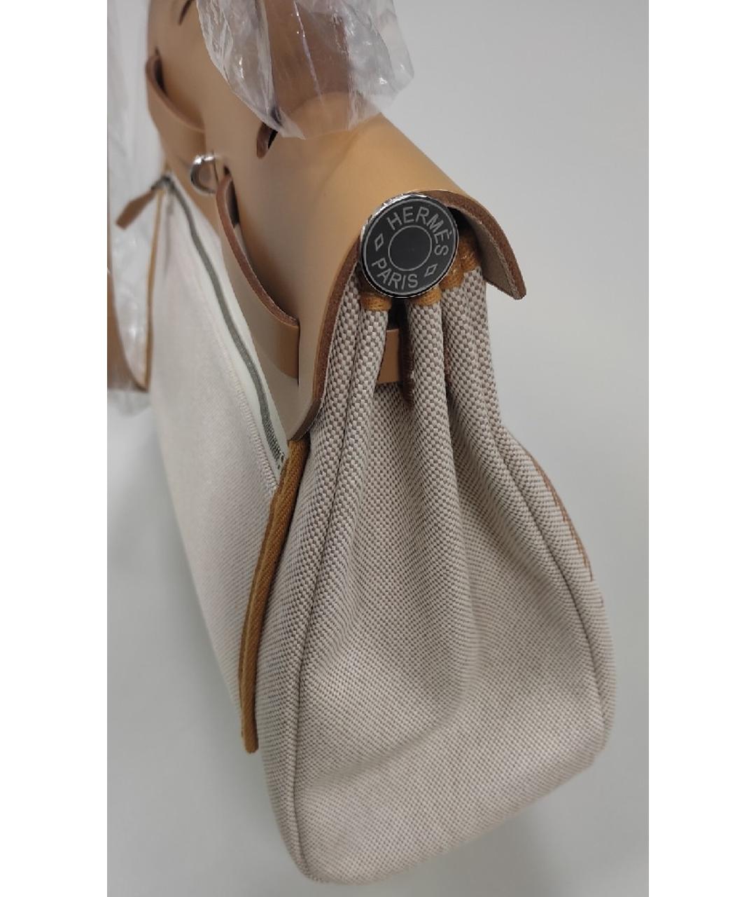 HERMES PRE-OWNED Бежевая кожаная сумка с короткими ручками, фото 4