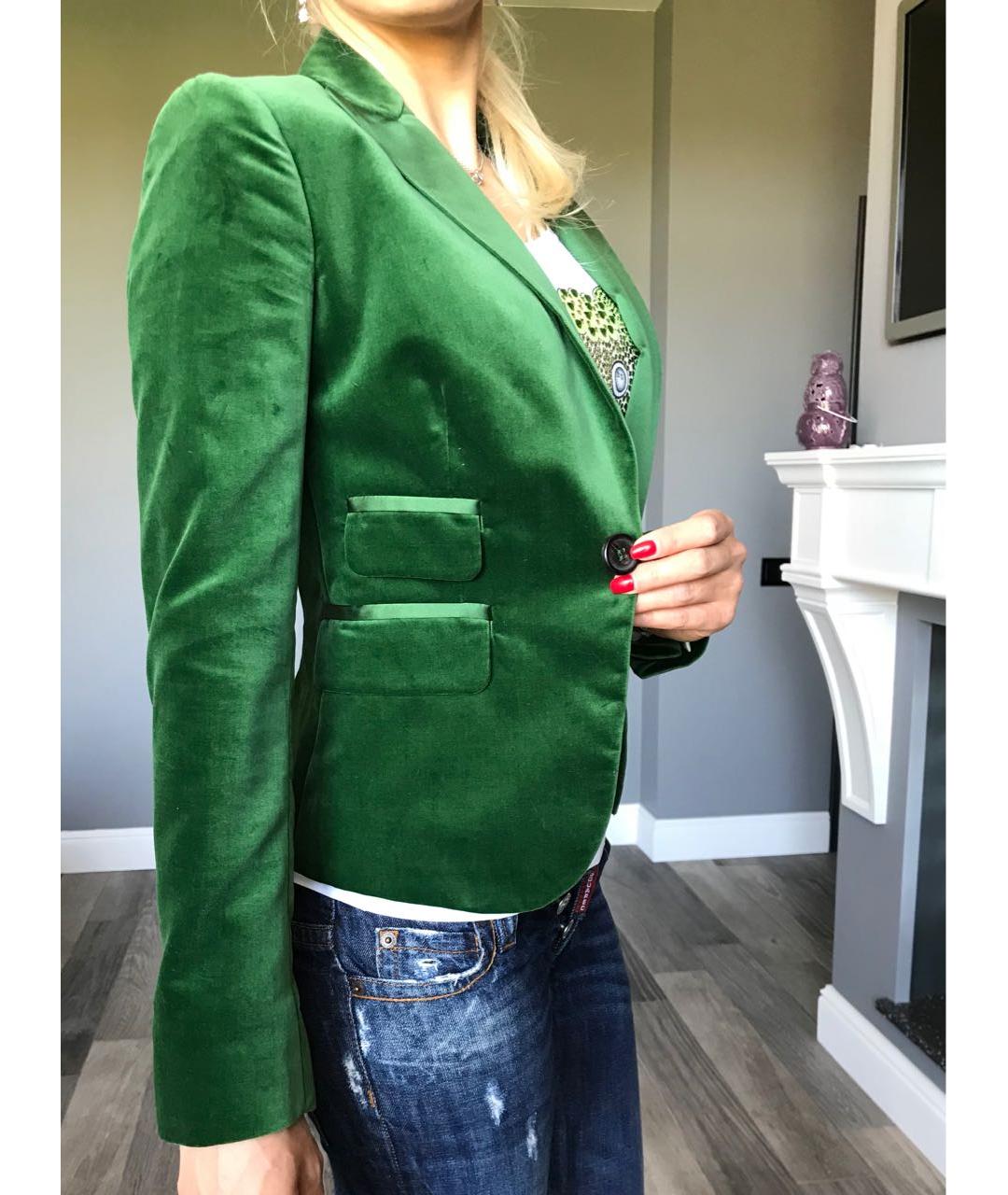 DSQUARED2 Зеленый бархатный жакет/пиджак, фото 3