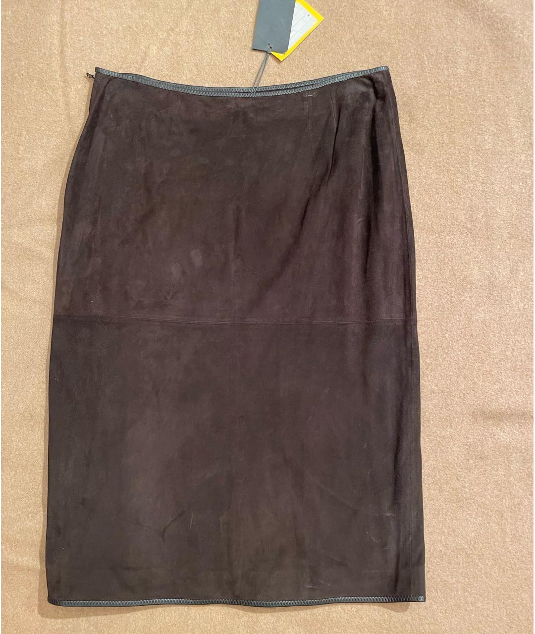 FENDI Коричневая замшевая юбка миди, фото 2