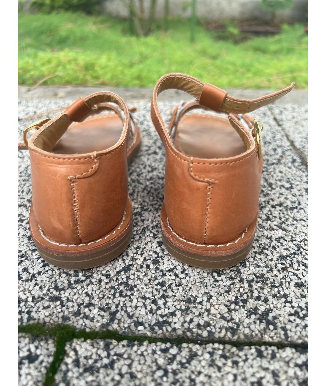 GALLUCCI KIDS Коричневые кожаные сандалии и шлепанцы, фото 3