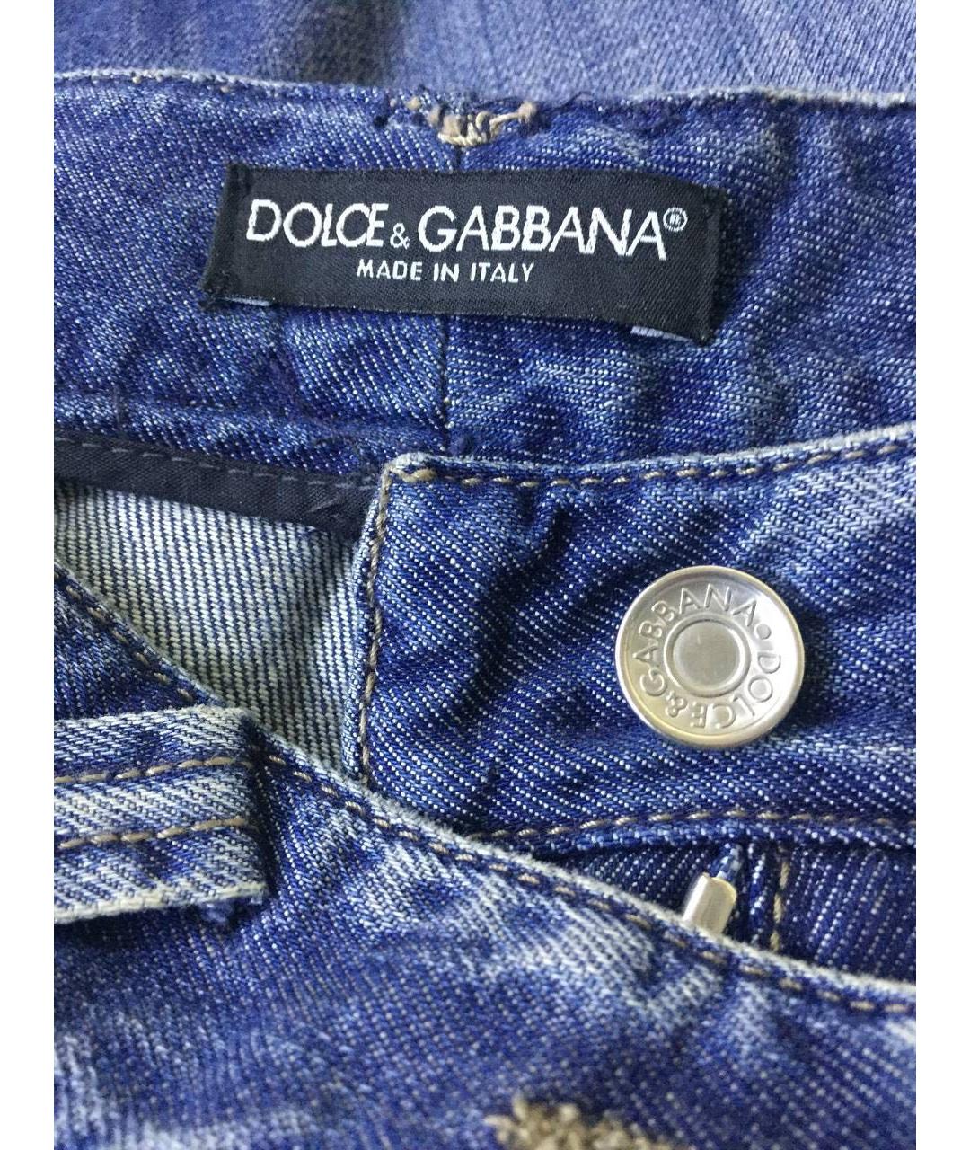 DOLCE&GABBANA Голубые хлопковые прямые джинсы, фото 3