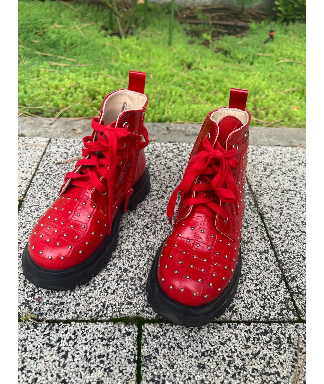 FLORENS Красные ботинки из лакированной кожи, фото 2