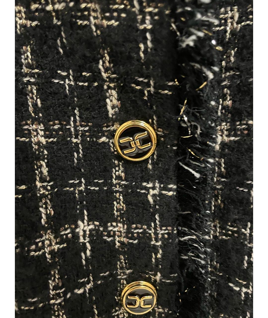 ELISABETTA FRANCHI Черный твидовый жакет/пиджак, фото 4