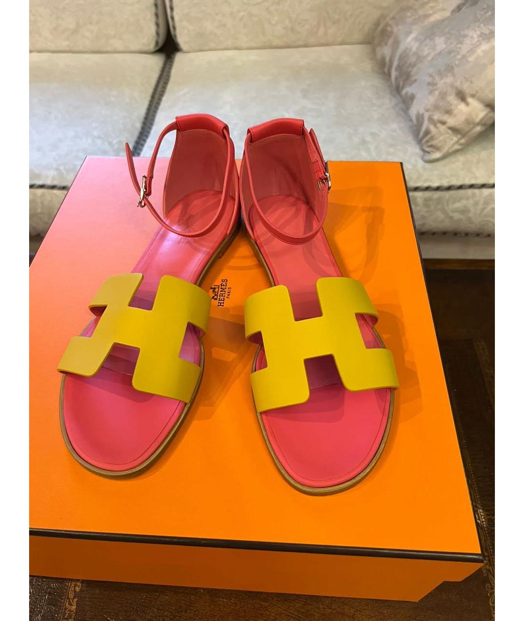 HERMES PRE-OWNED Желтые кожаные сандалии, фото 2
