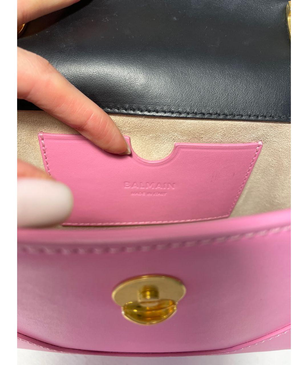 BALMAIN Розовая кожаная сумка с короткими ручками, фото 4