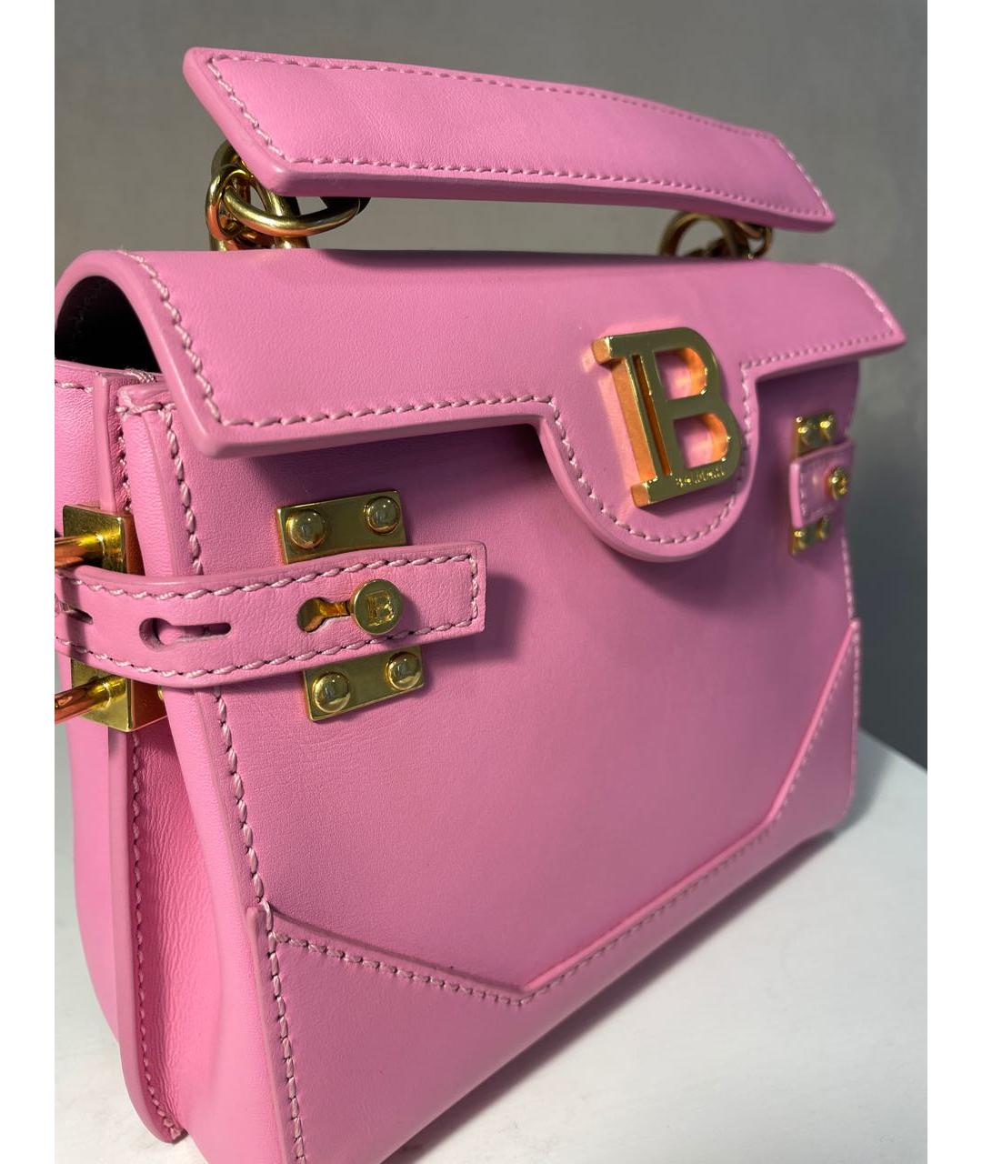 BALMAIN Розовая кожаная сумка с короткими ручками, фото 2