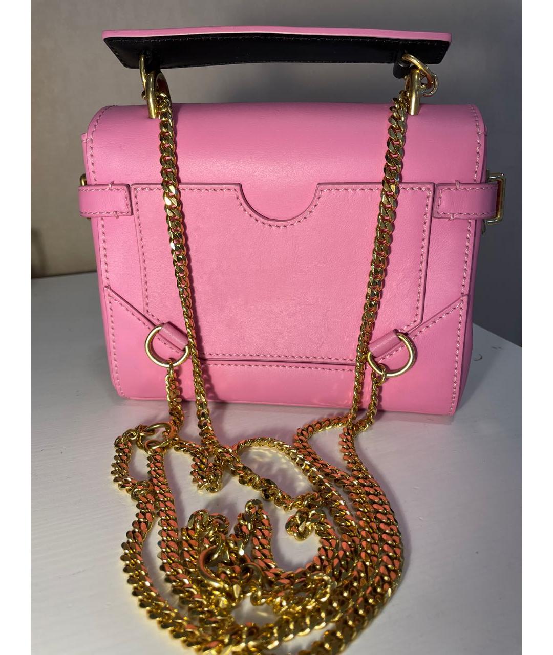 BALMAIN Розовая кожаная сумка с короткими ручками, фото 3