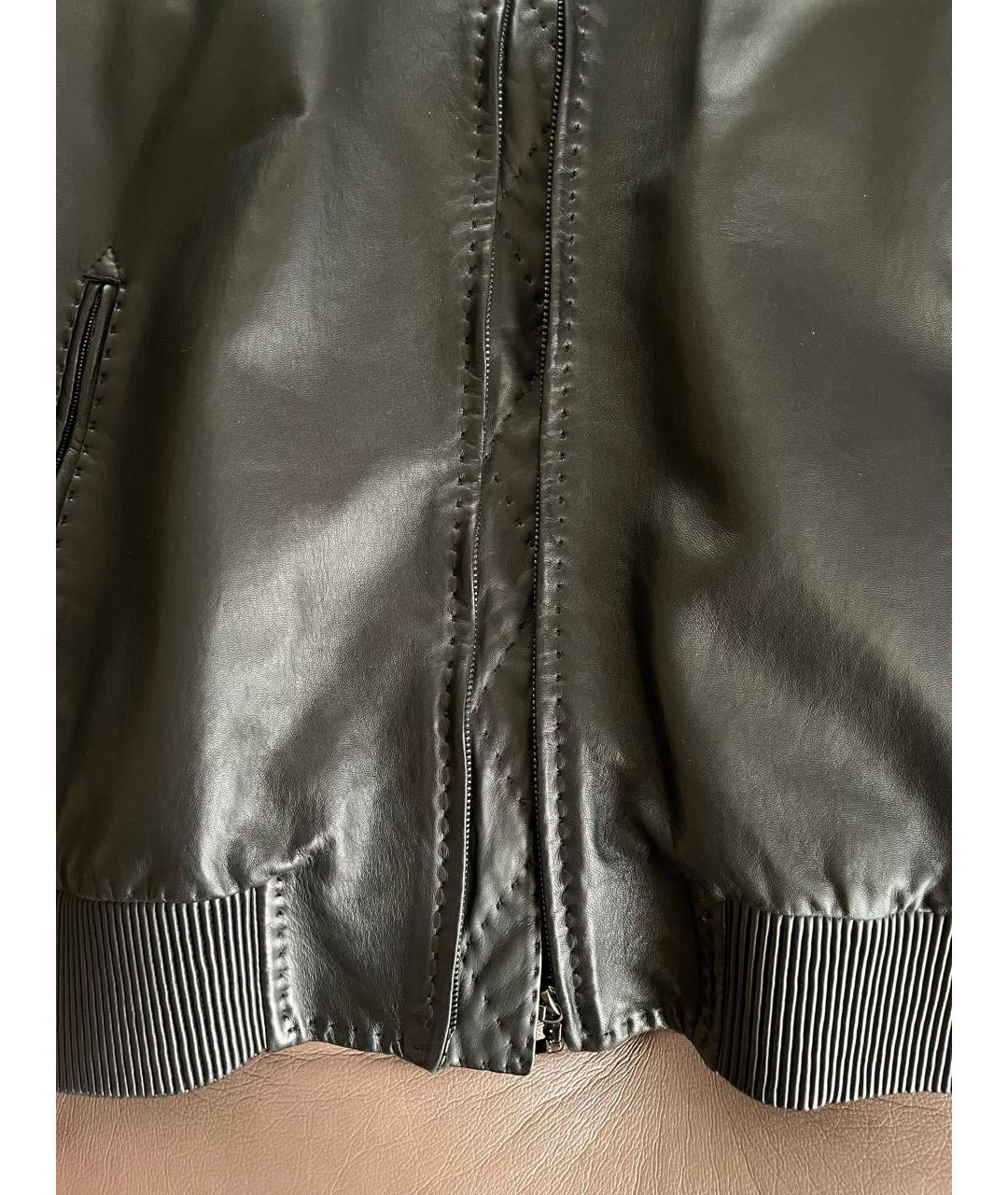 BRIONI Черная кожаная куртка, фото 4