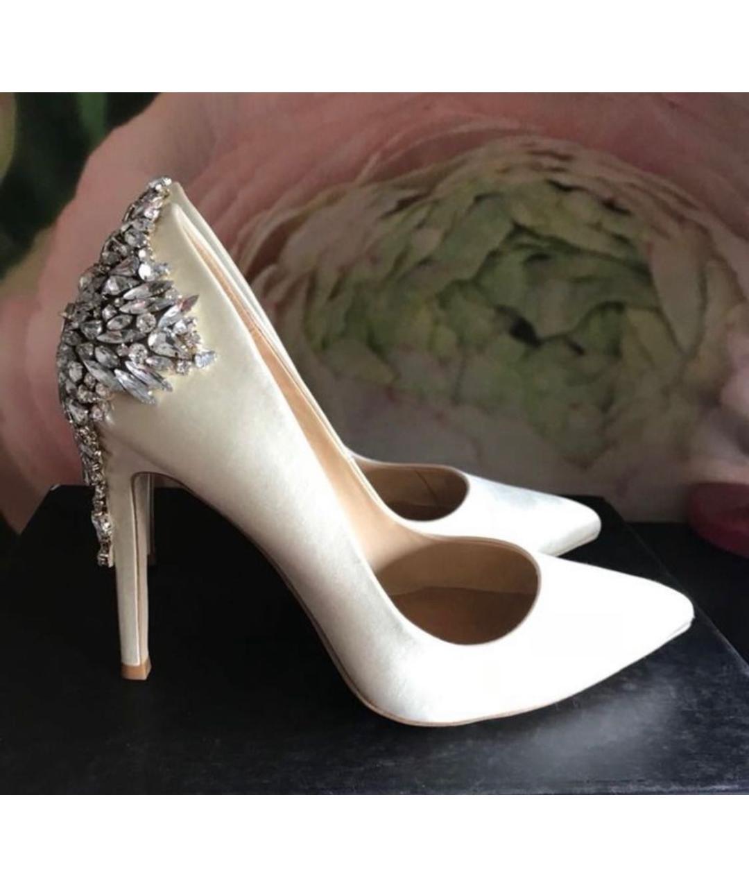 BADGLEY MISCHKA Бежевые свадебные туфли на высоком каблуке, фото 4