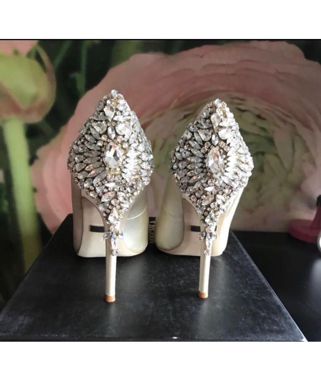BADGLEY MISCHKA Бежевые свадебные туфли на высоком каблуке, фото 3