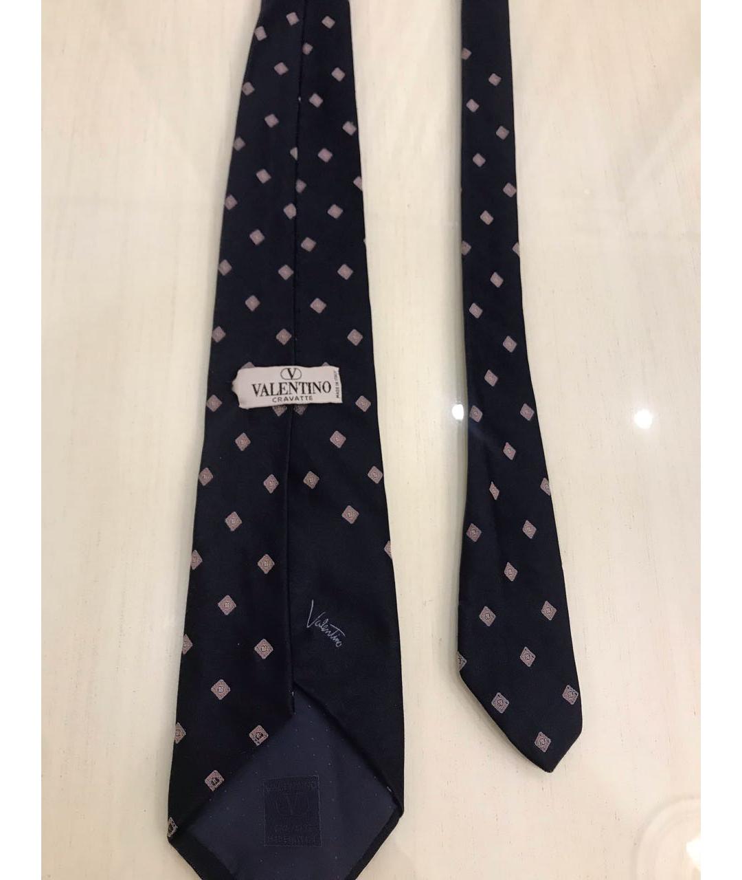 VALENTINO Темно-синий шелковый галстук, фото 3