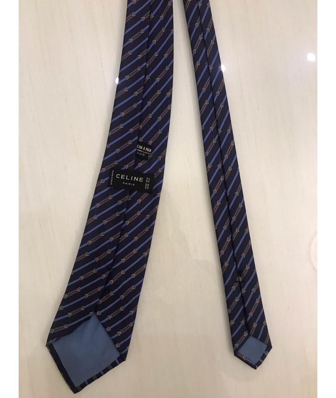 CELINE Синий шелковый галстук, фото 2