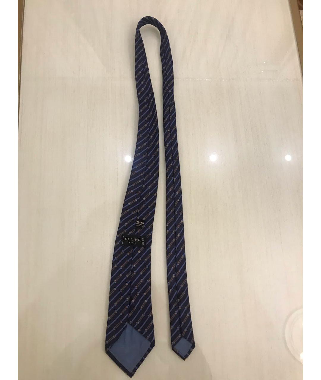 CELINE Синий шелковый галстук, фото 3