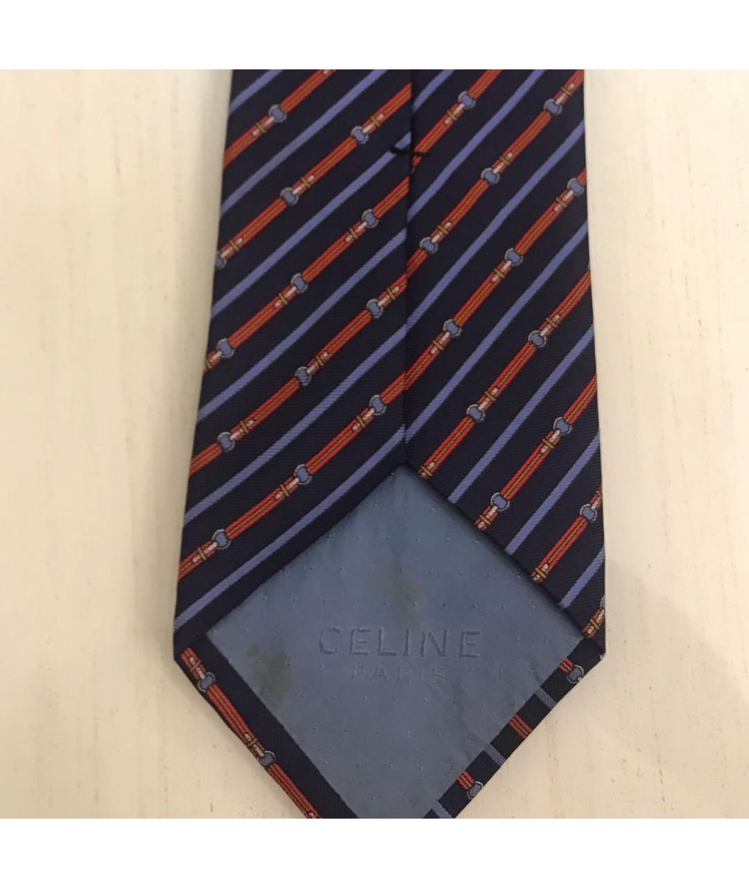 CELINE PRE-OWNED Темно-синий шелковый галстук, фото 5
