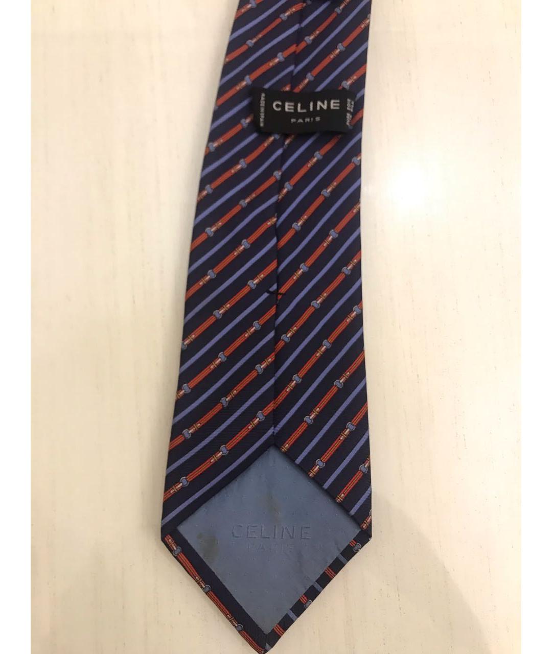 CELINE PRE-OWNED Темно-синий шелковый галстук, фото 3