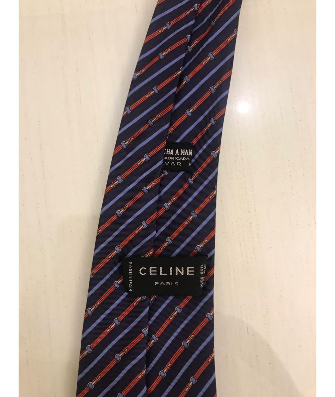 CELINE PRE-OWNED Темно-синий шелковый галстук, фото 2