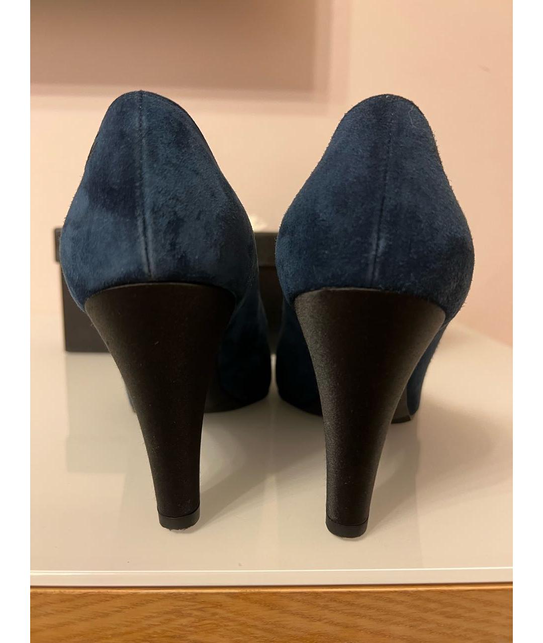 CHANEL PRE-OWNED Синие замшевые туфли, фото 4
