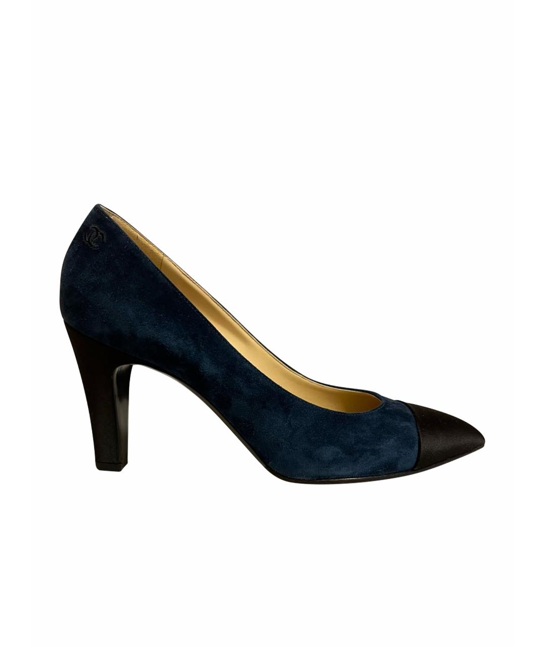 CHANEL PRE-OWNED Синие замшевые туфли, фото 1