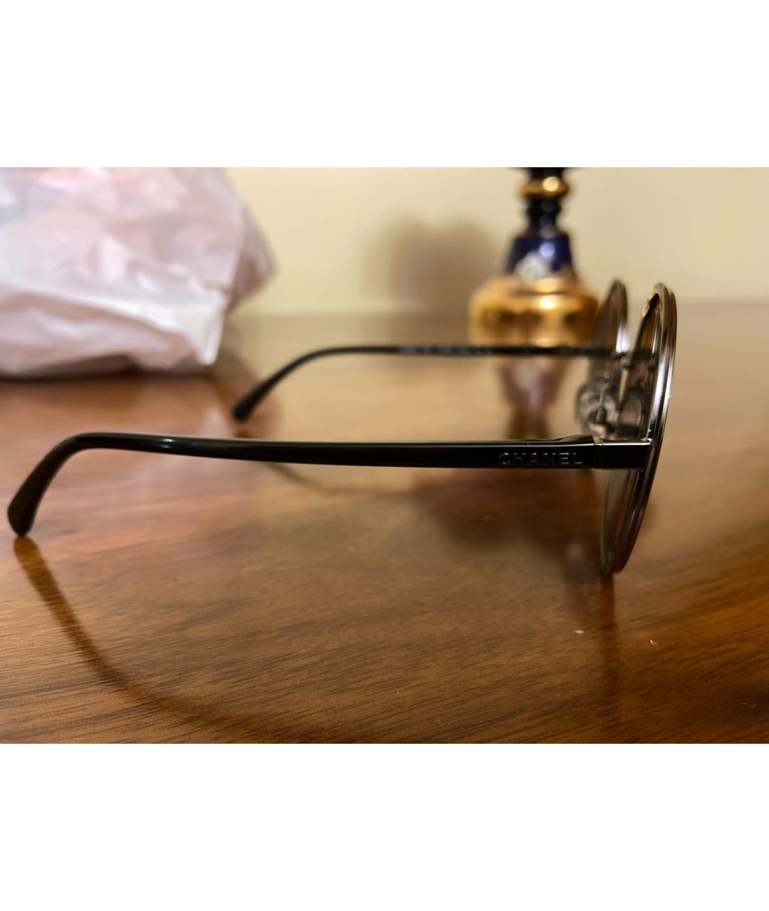 CHANEL Серебряные металлические солнцезащитные очки, фото 2