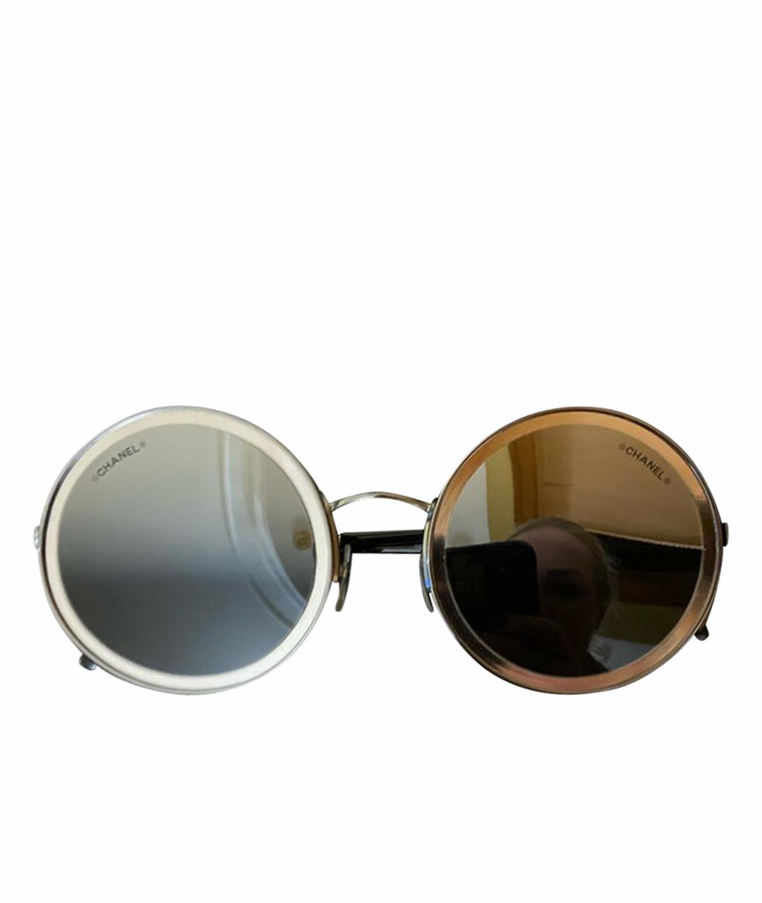 CHANEL Серебряные металлические солнцезащитные очки, фото 1