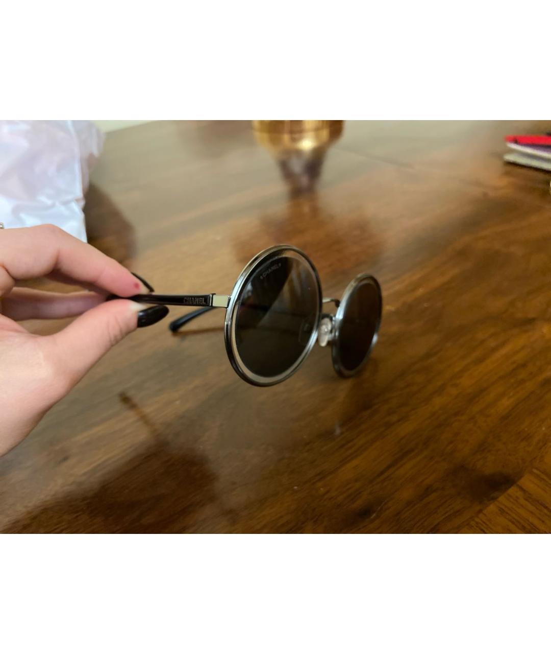 CHANEL Серебряные металлические солнцезащитные очки, фото 5