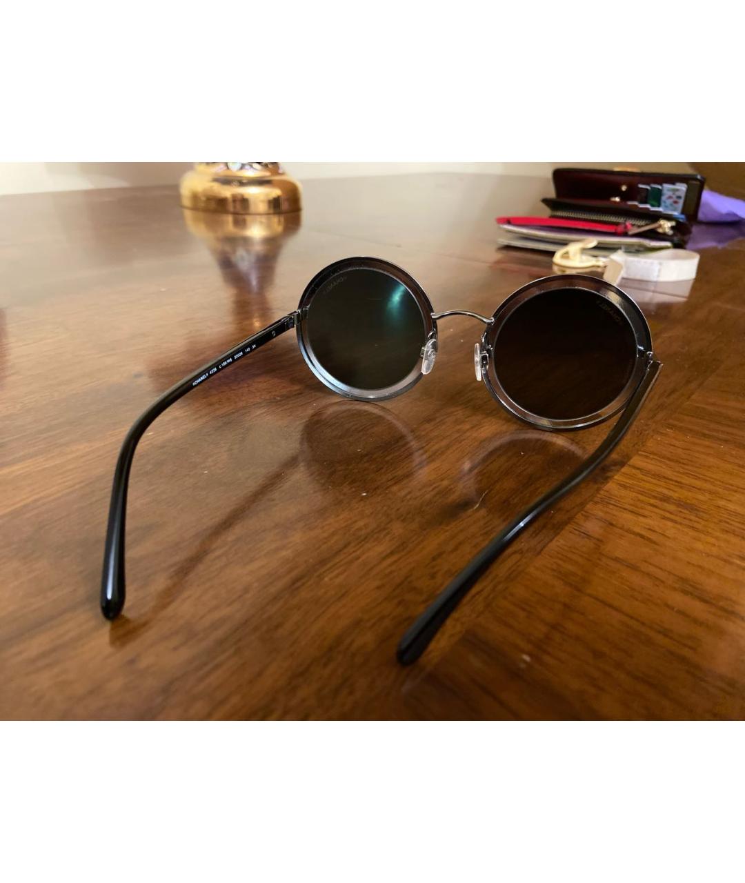 CHANEL Серебряные металлические солнцезащитные очки, фото 7