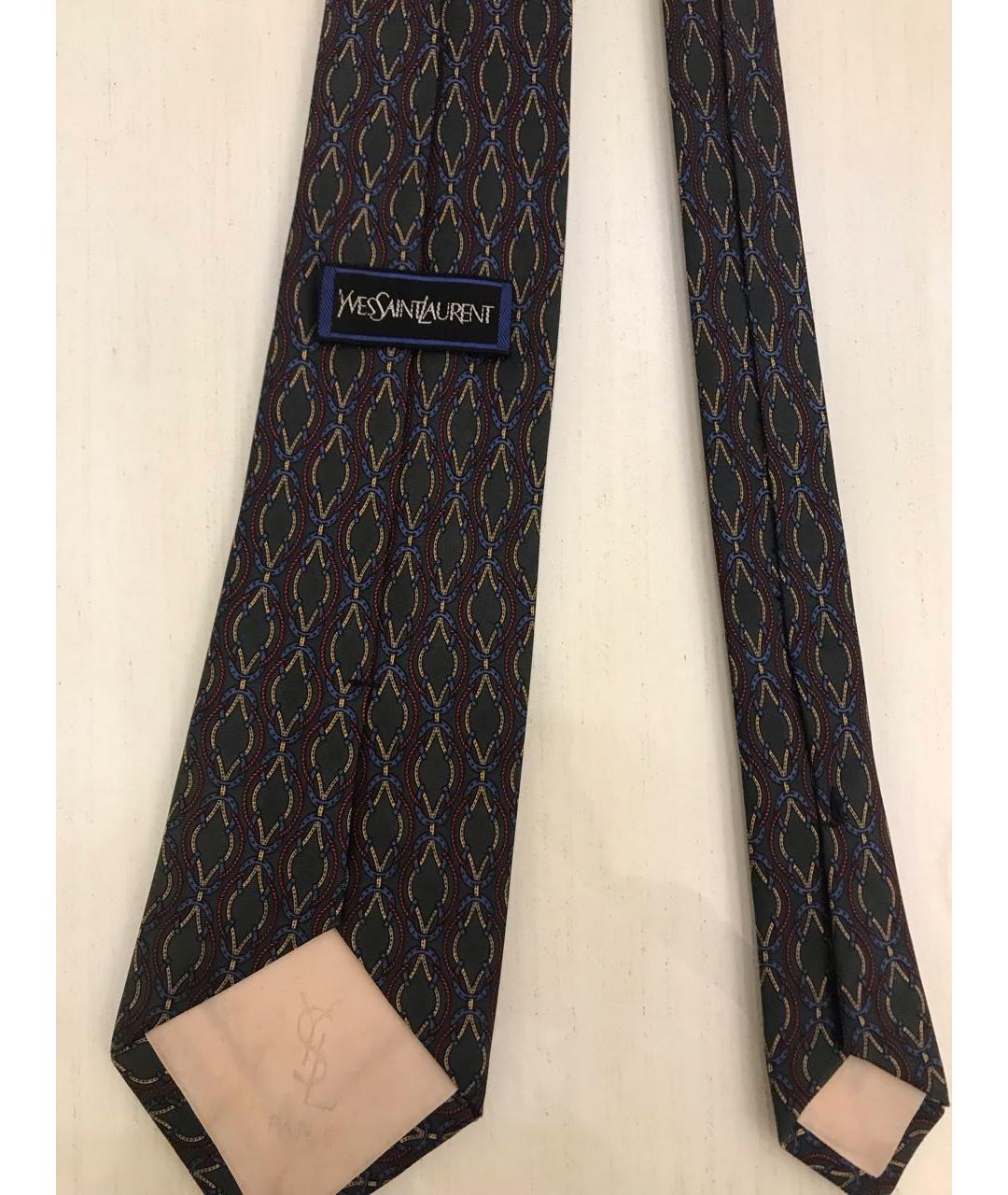 SAINT LAURENT Зеленый шелковый галстук, фото 2
