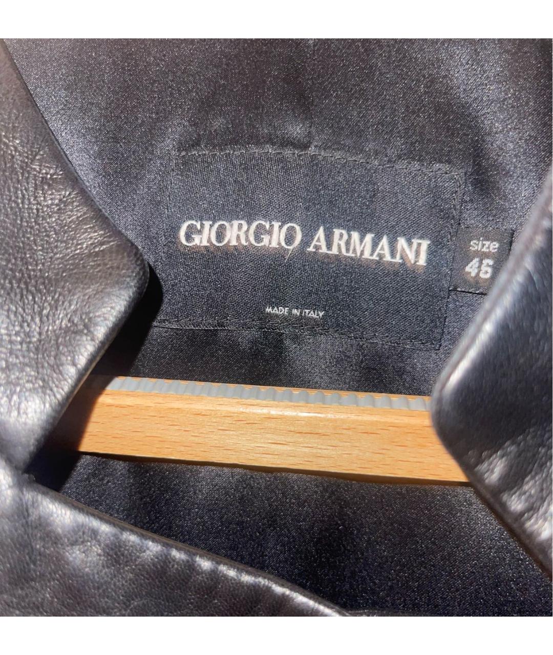 GIORGIO ARMANI Черное кожаное пальто, фото 3