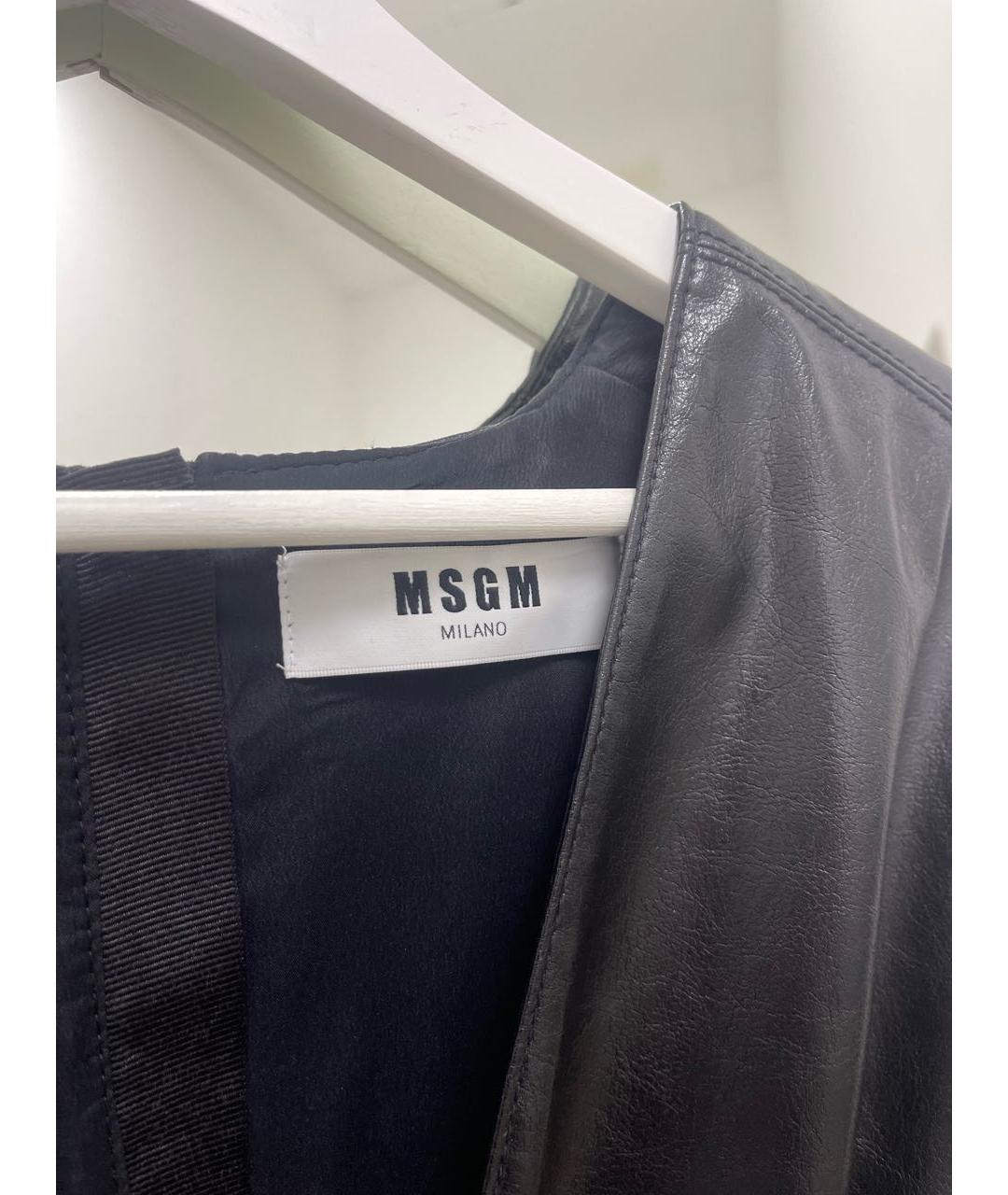 MSGM Черное кожаное повседневное платье, фото 4