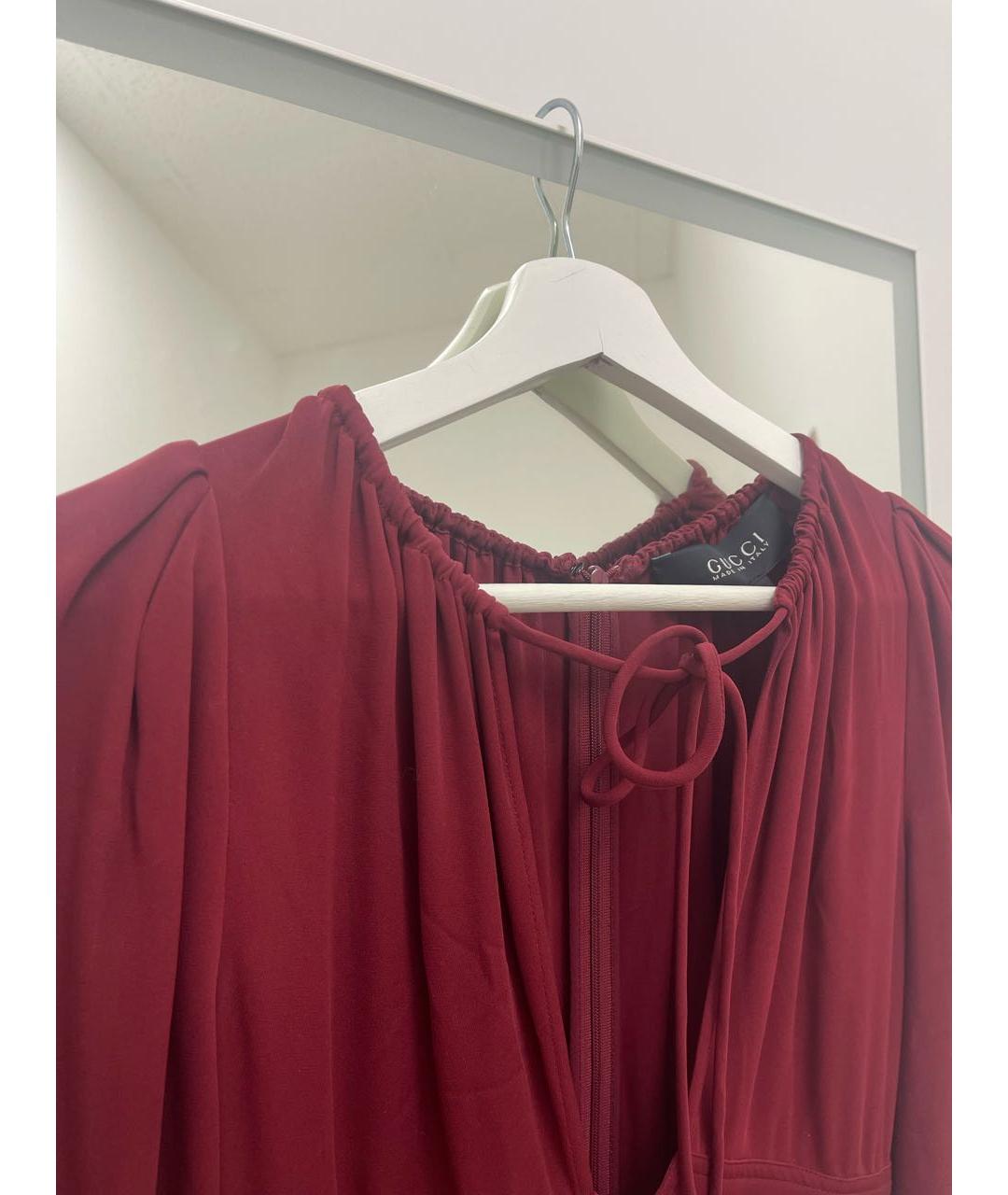 GUCCI Бордовое шелковое повседневное платье, фото 4
