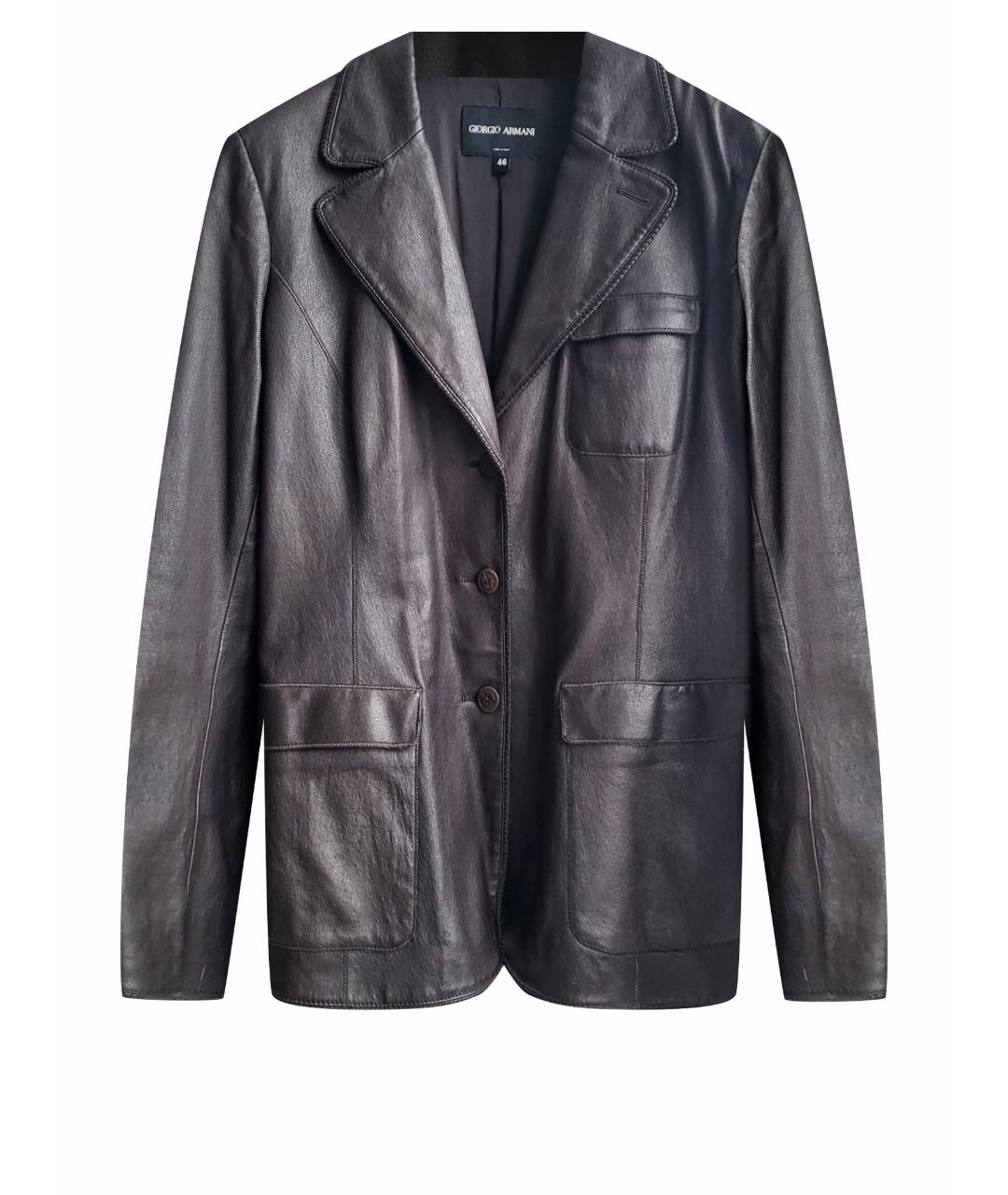 GIORGIO ARMANI Коричневый кожаный жакет/пиджак, фото 1