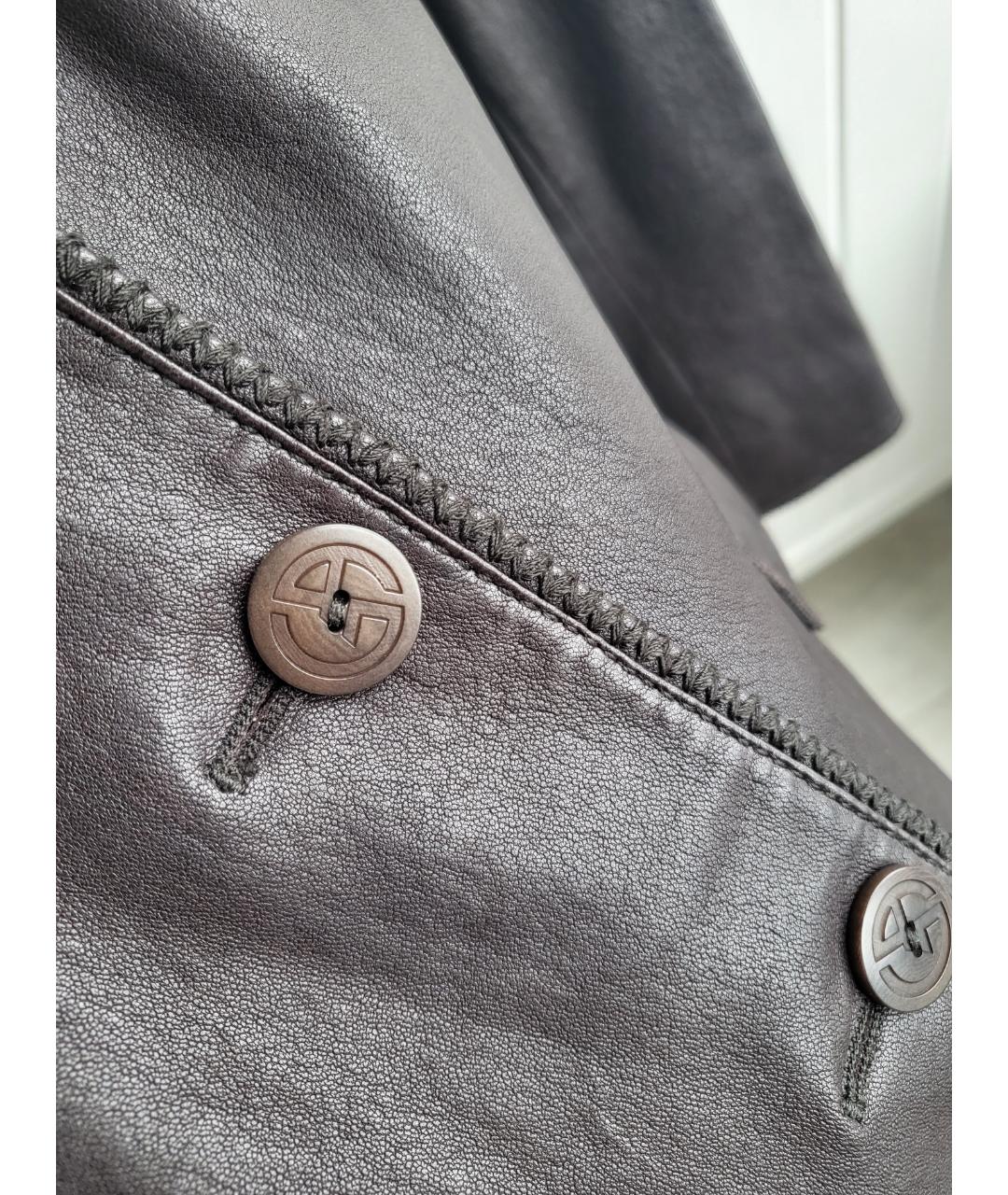 GIORGIO ARMANI Коричневый кожаный жакет/пиджак, фото 4