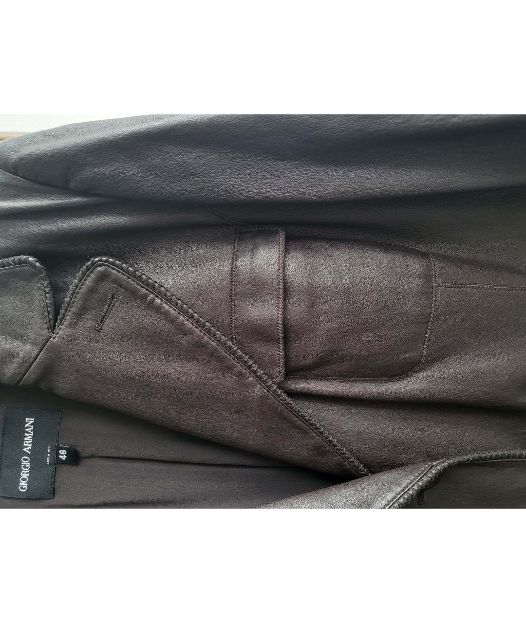 GIORGIO ARMANI Коричневый кожаный жакет/пиджак, фото 7