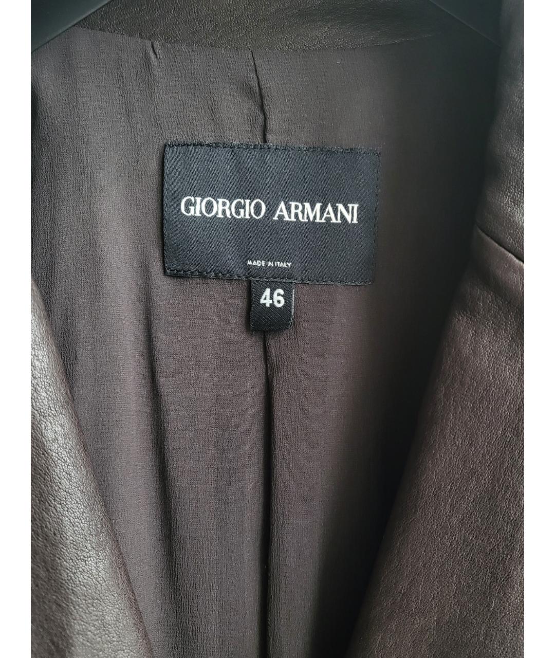 GIORGIO ARMANI Коричневый кожаный жакет/пиджак, фото 3