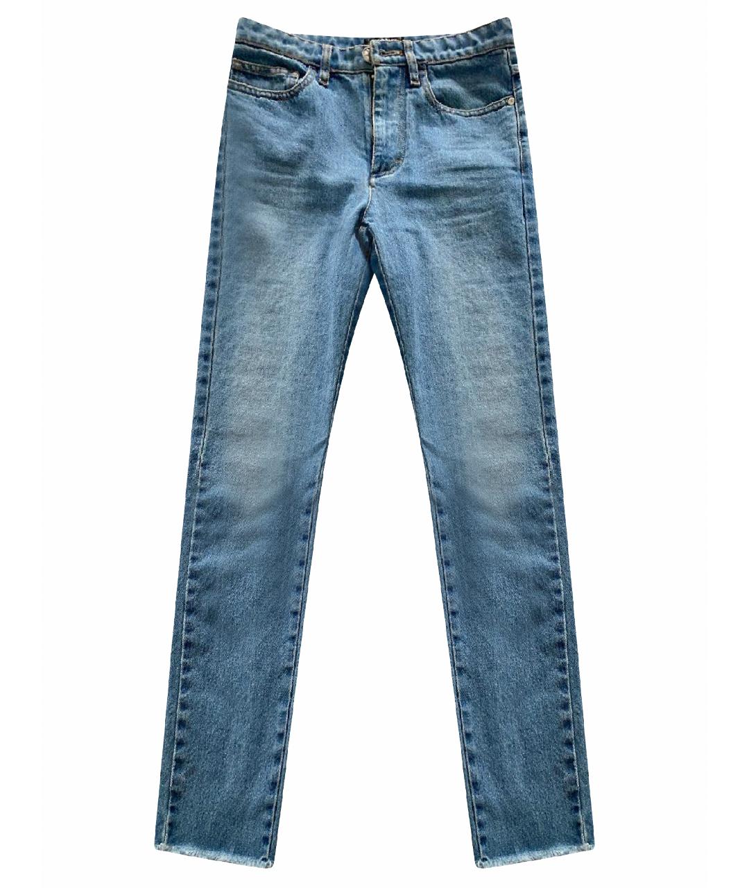 CHANEL PRE-OWNED Голубые хлопковые прямые джинсы, фото 1