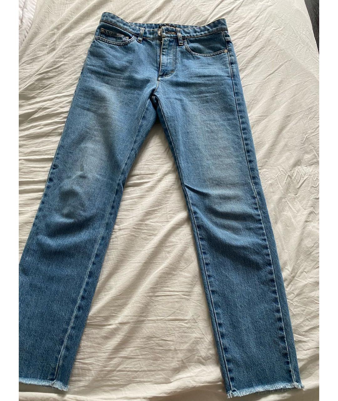 CHANEL PRE-OWNED Голубые хлопковые прямые джинсы, фото 5
