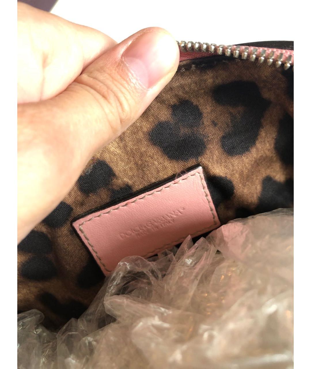 DOLCE&GABBANA Розовая кожаная сумка с короткими ручками, фото 7