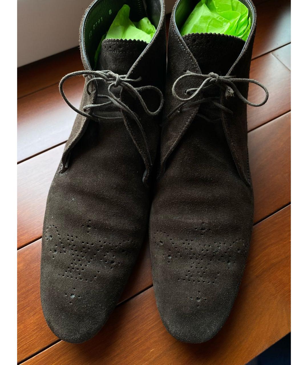 LOUIS VUITTON PRE-OWNED Коричневые замшевые низкие ботинки, фото 2