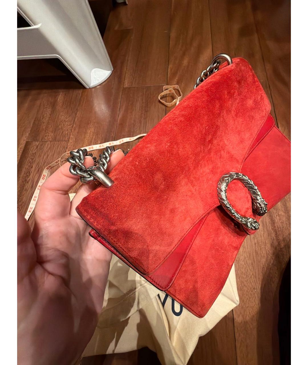GUCCI Красная замшевая сумка через плечо, фото 7